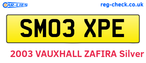 SM03XPE are the vehicle registration plates.