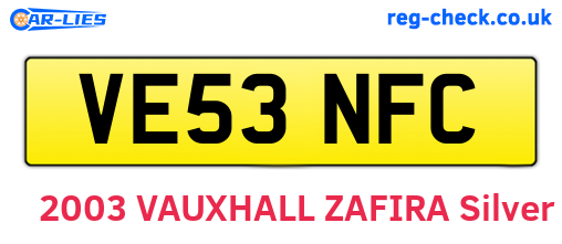 VE53NFC are the vehicle registration plates.