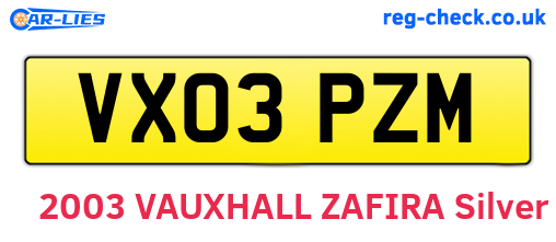 VX03PZM are the vehicle registration plates.