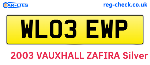 WL03EWP are the vehicle registration plates.