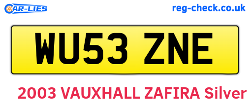 WU53ZNE are the vehicle registration plates.