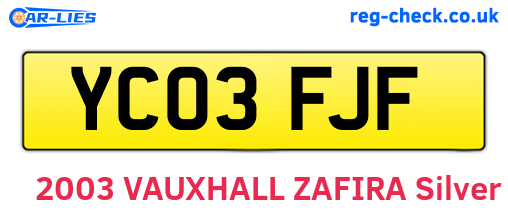 YC03FJF are the vehicle registration plates.