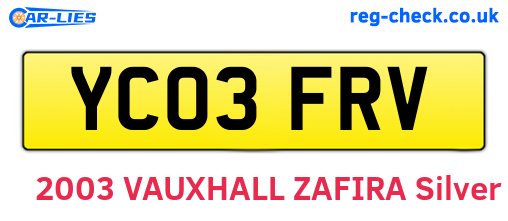 YC03FRV are the vehicle registration plates.