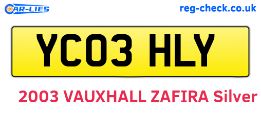 YC03HLY are the vehicle registration plates.