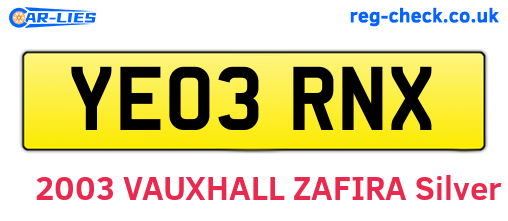 YE03RNX are the vehicle registration plates.