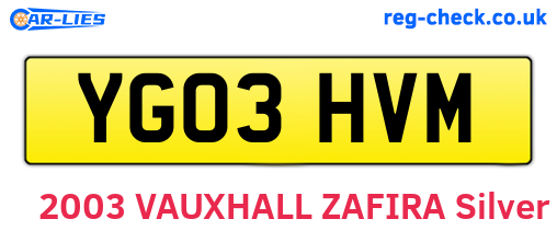 YG03HVM are the vehicle registration plates.