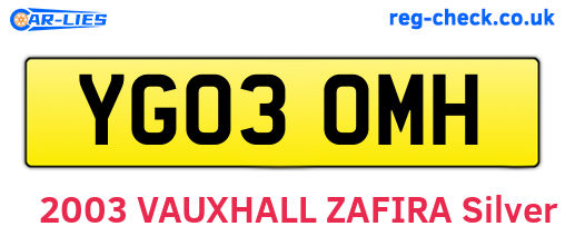 YG03OMH are the vehicle registration plates.