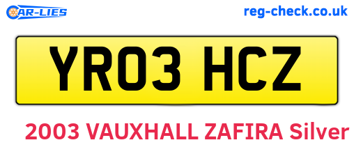 YR03HCZ are the vehicle registration plates.