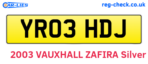 YR03HDJ are the vehicle registration plates.
