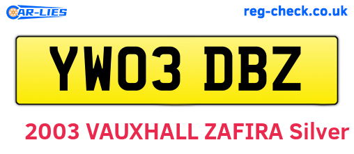 YW03DBZ are the vehicle registration plates.