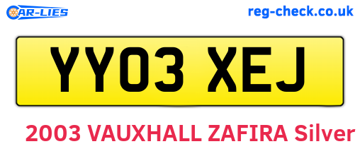 YY03XEJ are the vehicle registration plates.