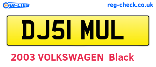 DJ51MUL are the vehicle registration plates.
