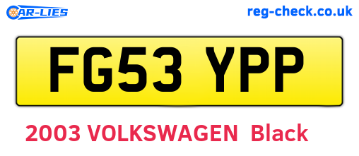 FG53YPP are the vehicle registration plates.