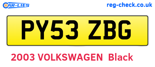 PY53ZBG are the vehicle registration plates.