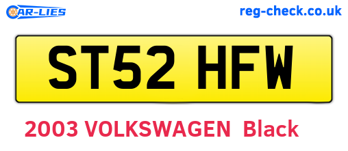 ST52HFW are the vehicle registration plates.