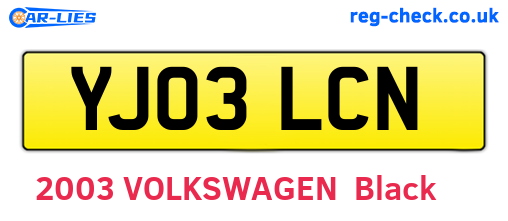 YJ03LCN are the vehicle registration plates.