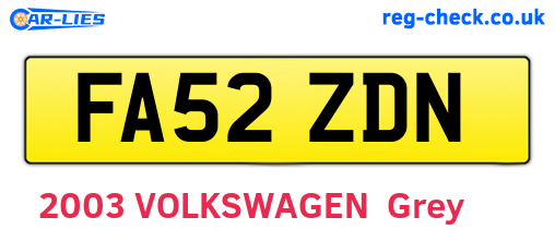 FA52ZDN are the vehicle registration plates.