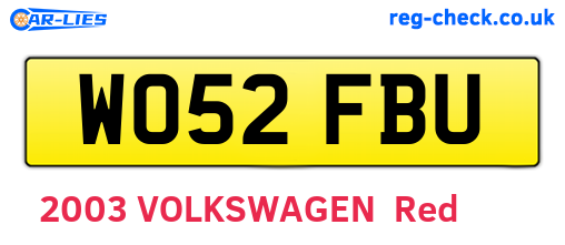 WO52FBU are the vehicle registration plates.