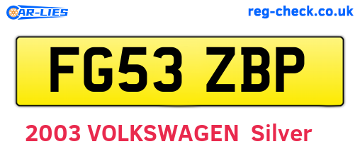 FG53ZBP are the vehicle registration plates.