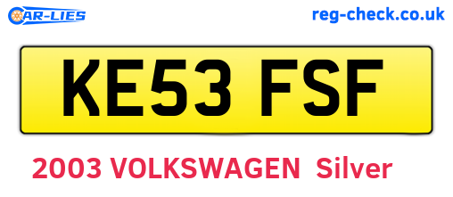 KE53FSF are the vehicle registration plates.
