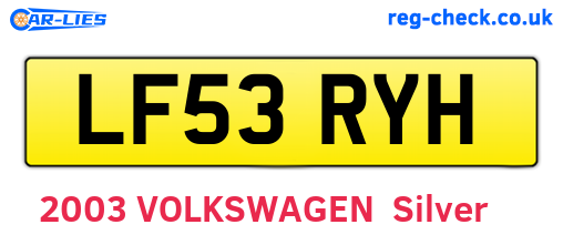 LF53RYH are the vehicle registration plates.