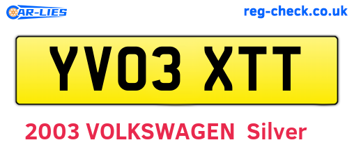 YV03XTT are the vehicle registration plates.