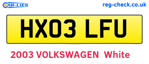 HX03LFU are the vehicle registration plates.