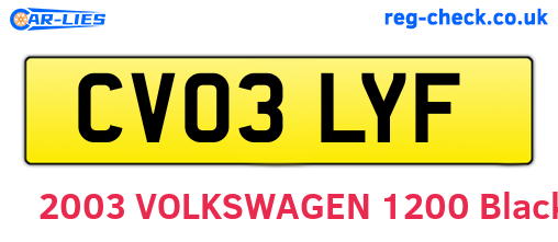 CV03LYF are the vehicle registration plates.