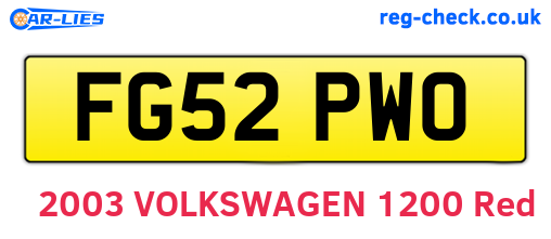 FG52PWO are the vehicle registration plates.