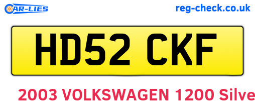 HD52CKF are the vehicle registration plates.