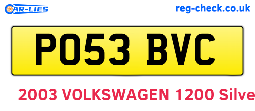 PO53BVC are the vehicle registration plates.
