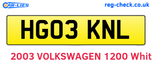 HG03KNL are the vehicle registration plates.