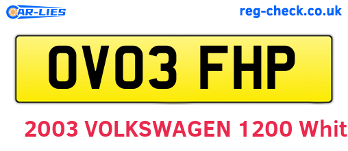 OV03FHP are the vehicle registration plates.