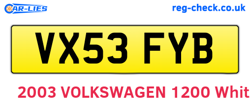 VX53FYB are the vehicle registration plates.