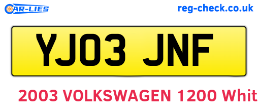 YJ03JNF are the vehicle registration plates.