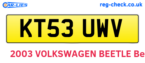 KT53UWV are the vehicle registration plates.
