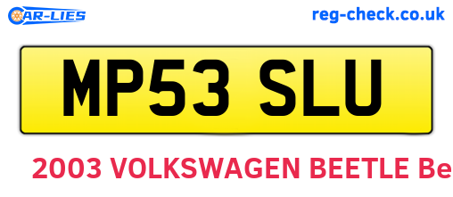 MP53SLU are the vehicle registration plates.
