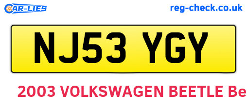 NJ53YGY are the vehicle registration plates.