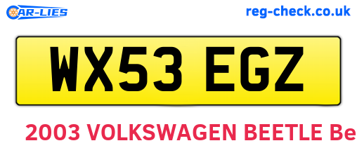 WX53EGZ are the vehicle registration plates.