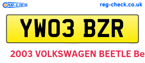 YW03BZR are the vehicle registration plates.