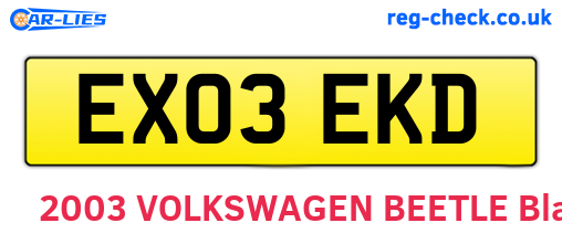 EX03EKD are the vehicle registration plates.