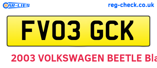FV03GCK are the vehicle registration plates.