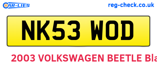 NK53WOD are the vehicle registration plates.