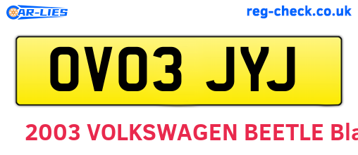 OV03JYJ are the vehicle registration plates.