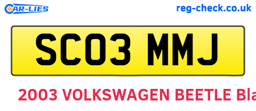 SC03MMJ are the vehicle registration plates.