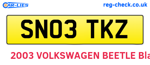 SN03TKZ are the vehicle registration plates.