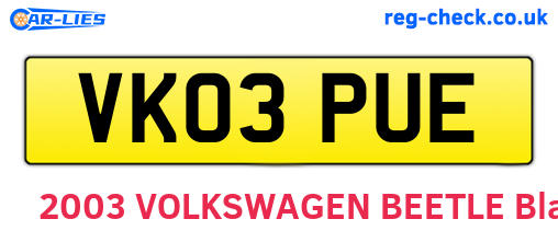 VK03PUE are the vehicle registration plates.