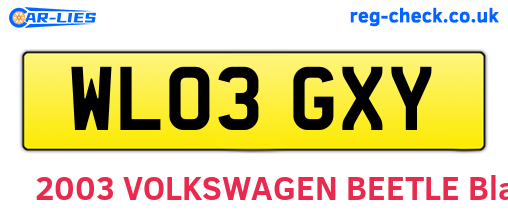 WL03GXY are the vehicle registration plates.