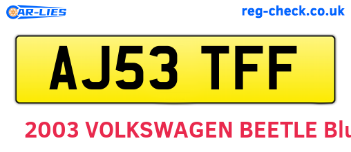 AJ53TFF are the vehicle registration plates.