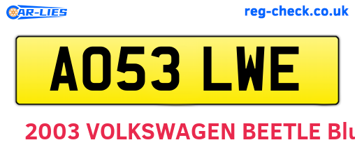 AO53LWE are the vehicle registration plates.